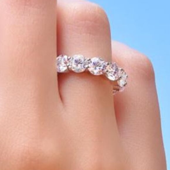 Hot Shiny Moissanite Zircon Eternity Rings for Women, PD578 - Picture 3 of 5